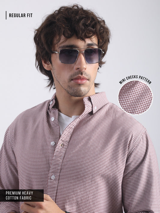 Mini Checks Red Full Sleeve Shirt