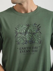 Earth Day Hunter Green Half Sleeve T-Shirt