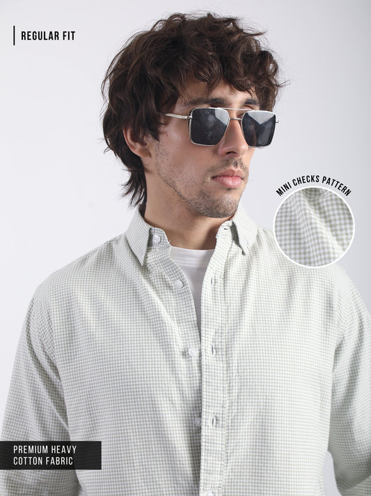 Mini Checks Green Full Sleeve Shirt