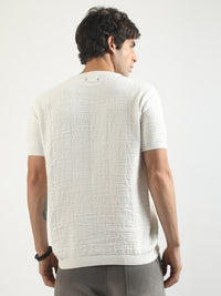 Linear Ripple White FlatKnit Half Sleeve T-Shirt
