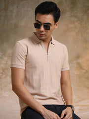 Matrix Knit Butterscotch Half Sleeve Polo T-Shirt