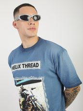 AcidWash Helix Denim Blue Half Sleeve T-Shirt