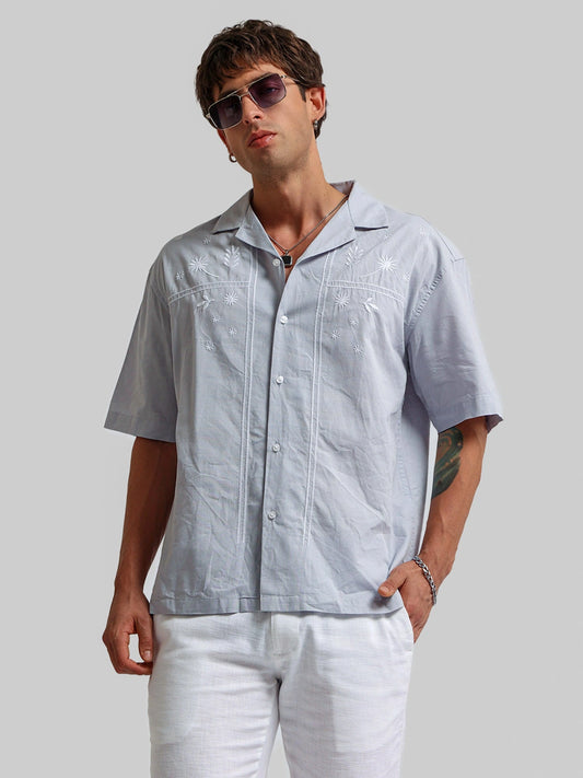 Embroidery Blue Shirt
