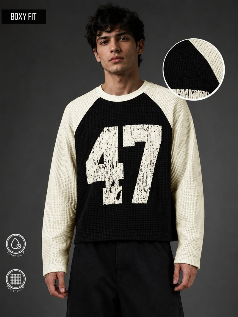 Waffle 47 Black Full Sleeve T-Shirt