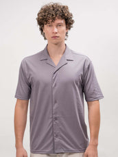 Lilac half sleeve linen look color shirt for men - view 4