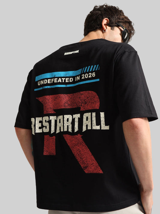 Restart All Black, Red and Blue Half Sleeve T-Shirt