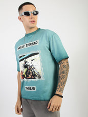 AcidWash Helix Aqua Blue Half Sleeve T-Shirt
