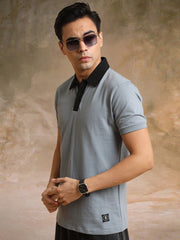 Plain Light Grey Polo Half Sleeve T-Shirt