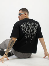 Gothic Newyork Half Sleeve Black Boxy T-Shirt for Men