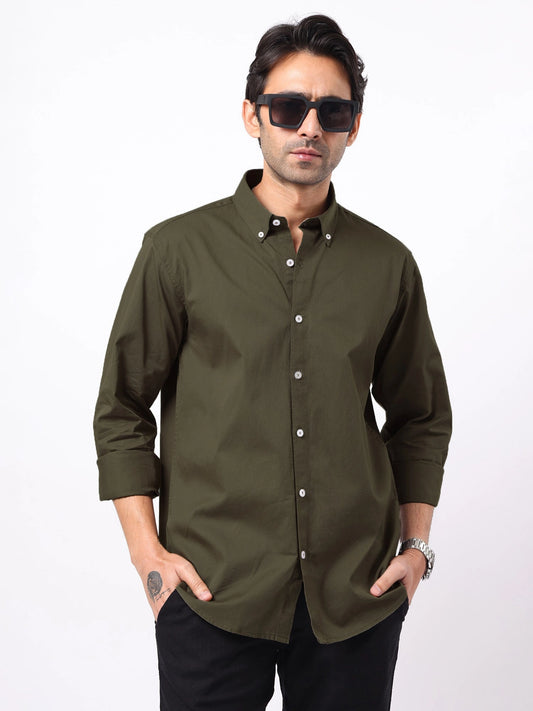 Soft Twill Olive Full Sleeve Shirt