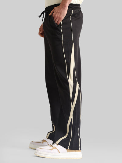 Athletic Tape Black Baggy Fit Trackpant
