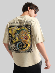 Chameleon Print Biscuit Half Sleeve T-Shirt