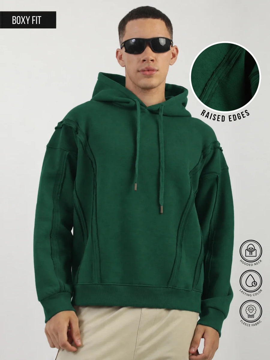 Raised Edges Bottle Green Hoodie