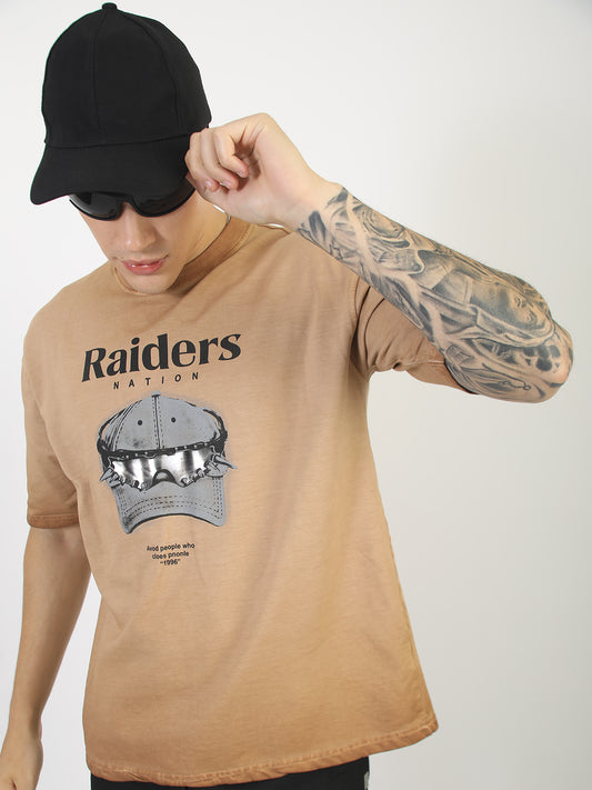 AcidWash Raider Mustard Half Sleeve T-Shirt