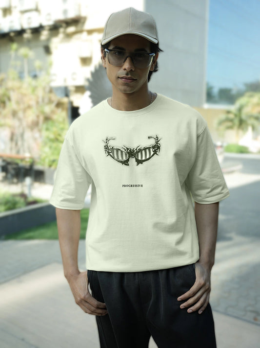 Sunglass Cream Half Sleeve T-Shirt