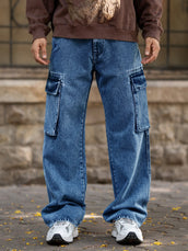 Deep ocean baggy cargo jeans for men - view 2