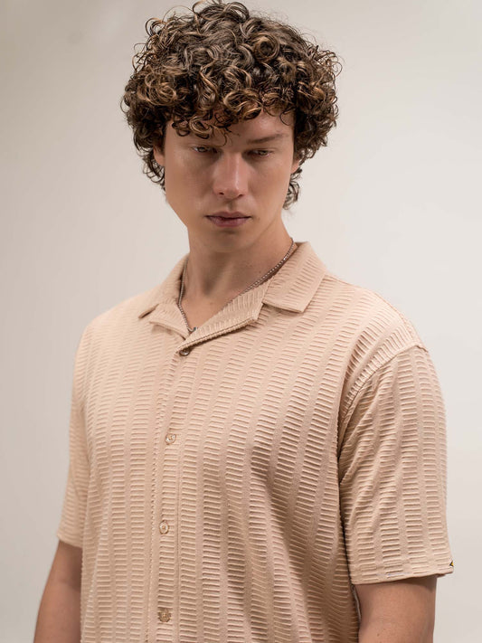 Matrix Knit Butterscotch Half Sleeve Shirt
