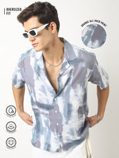 Blue Coastal Blur Blue Half Sleeve Shirt