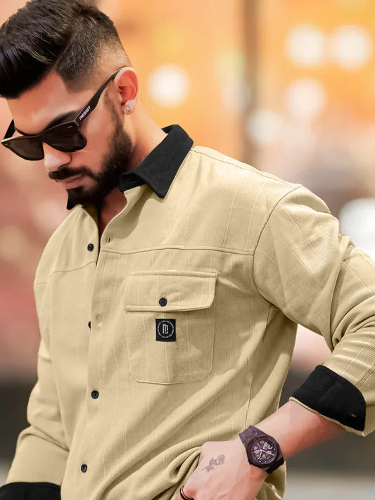 Brooklyn Knit Beige Full Sleeve Shirt