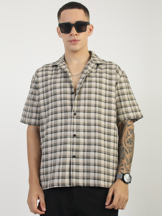 Plaid Checks Beige Shirt