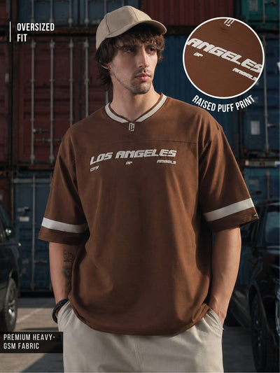 Losangles City Brown Half Sleeve T-Shirt