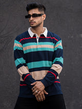 Auto Striped Navy Red Polo T-Shirt