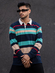 Auto Striped Navy Red Polo T-Shirt