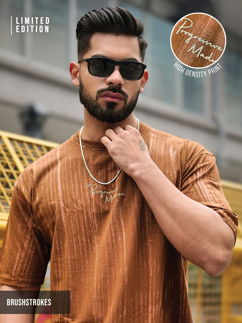 Brush stroke Brown Half Sleeve Tshirt
