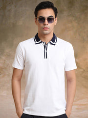 Twintone White Half Sleeve Polo T-Shirt