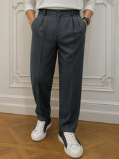 Korean Dark Grey Elastic Trouser
