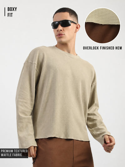 Biscuit Raw Edges Full Sleeve T-Shirt