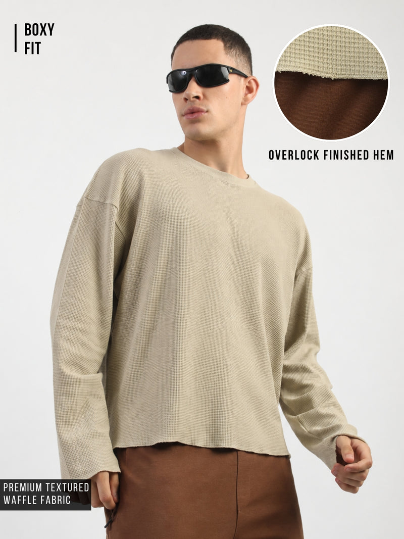 Biscuit Raw Edges Full Sleeve T-Shirt