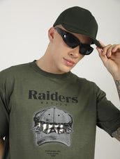 AcidWash Raider Olive Half Sleeve T-Shirt