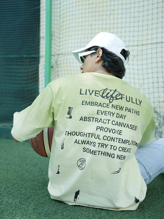 Life Fully Green, Cream Half Sleeve T-Shirt