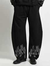 Barrel Fit Fire Flame Black Trackpant