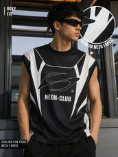 Neon Club Mesh Black Sleeveless T-Shirt