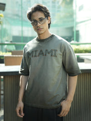 Miami Washed Grey Half Sleeve T-Shirt