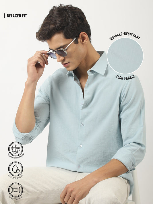 Soft Tech Blue Full Sleeve Shirt
