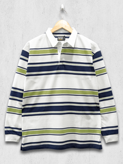 Auto Stripes Beige Navy Polo T-Shirt