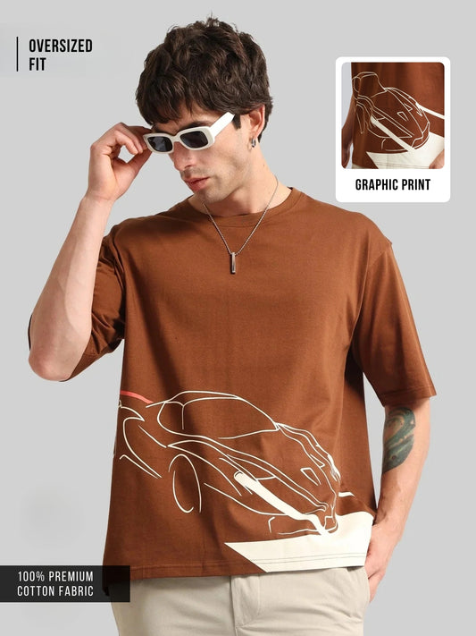 Race Car Brown, Cream Half Sleeve T-Shirt