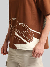Race Car Brown, Cream Half Sleeve T-Shirt