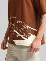 Race Car Brown, Cream Half Sleeve T-Shirt
