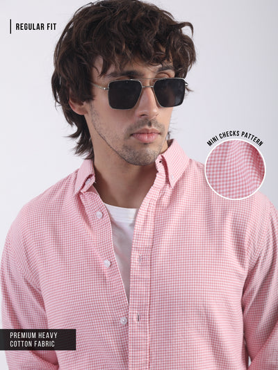 Mini Checks Pink Full Sleeve Shirt