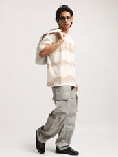 Grunge Print Cream Half Sleeve T-Shirt