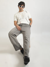 Linear Ripple White FlatKnit Half Sleeve T-Shirt