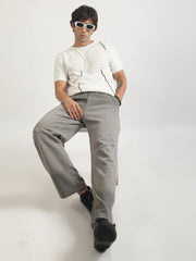 Linear Ripple White FlatKnit Half Sleeve T-Shirt