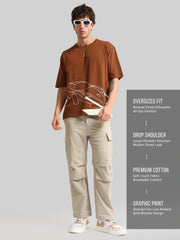 Race Car Brown, Cream Half Sleeve T-Shirt