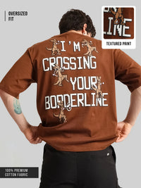 Border Line Brown Half Sleeve T-Shirt