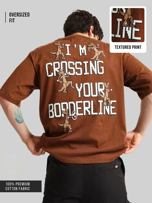 Border Line Brown Half Sleeve T-Shirt