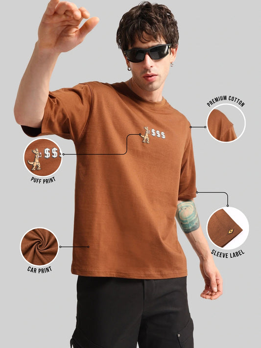 Border Line Brown Half Sleeve T-Shirt